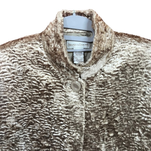 Draper's & Damon's Taupe Textured Faux Fur Teddy Jacket Coat Size L - Picture 5 of 8